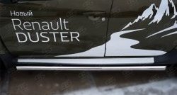 69 999 р. Защита порогов из круглой трубы диаметром 63 мм (рестайлинг) Russtal Renault Duster HS дорестайлинг (2010-2015) (Защита порогов с со скосами на торцах (вариант 1))  с доставкой в г. Пермь. Увеличить фотографию 3