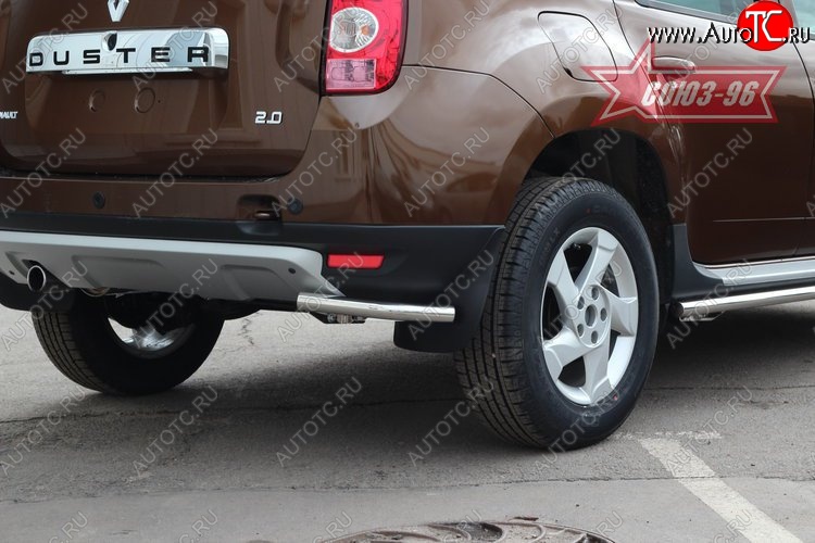 8 189 р. Защита заднего бампера из боковых уголков Souz-96 (d42) Renault Duster HS дорестайлинг (2010-2015)  с доставкой в г. Пермь