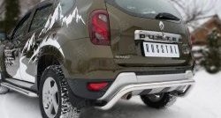 11 549 р. Защита заднего бампера (Ø63 мм волна, нержавейка) SLITKOFF  Renault Duster  HS (2015-2021) рестайлинг  с доставкой в г. Пермь. Увеличить фотографию 2