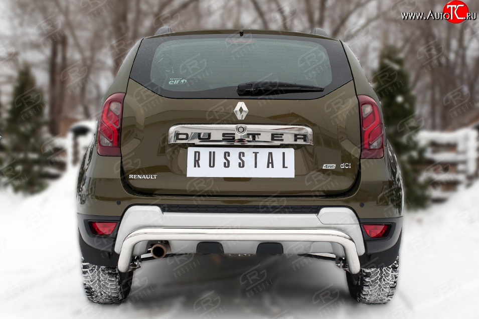 11 549 р. Защита заднего бампера (Ø63 мм волна, нержавейка) SLITKOFF  Renault Duster  HS (2015-2021) рестайлинг  с доставкой в г. Пермь