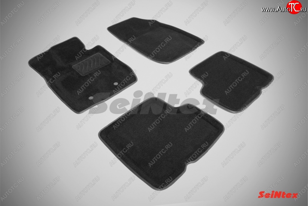 5 449 р. Износостойкие коврики в салон SeiNtex Premium 3D 4 шт. (ворсовые, черные) Renault Duster HS дорестайлинг (2010-2015)  с доставкой в г. Пермь