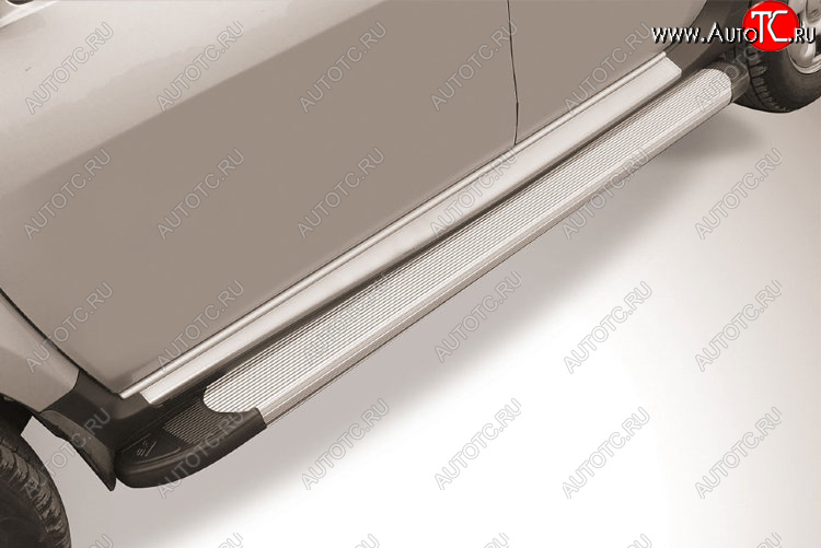 13 349 р. Пороги алюминиевые Slitkoff  Renault Duster  HS (2015-2021) рестайлинг (Optima Silver)  с доставкой в г. Пермь