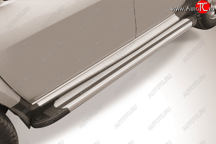10 699 р. Пороги алюминиевые Slitkoff Renault Duster HS рестайлинг (2015-2021) (Luxe Silver)  с доставкой в г. Пермь