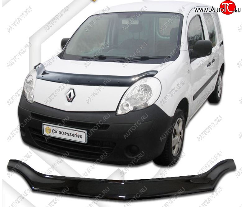 2 159 р. Дефлектор капота CA-Plastiс  Renault Kangoo  KW0 (2008-2013) дорестайлинг (Classic черный, Без надписи)  с доставкой в г. Пермь