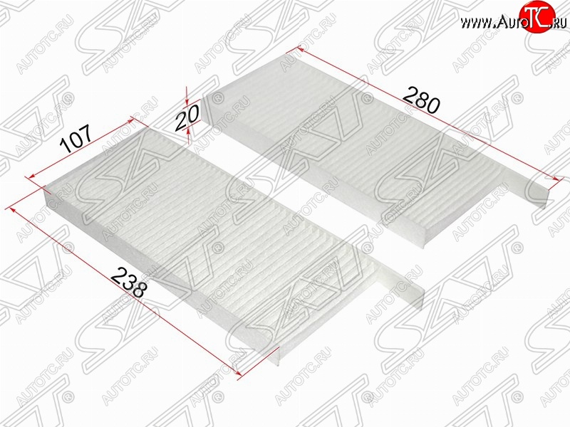 253 р. Фильтр салонный SAT (280/238х107х20 mm)  Renault Kangoo  KW0 - Master  FV,JV  с доставкой в г. Пермь