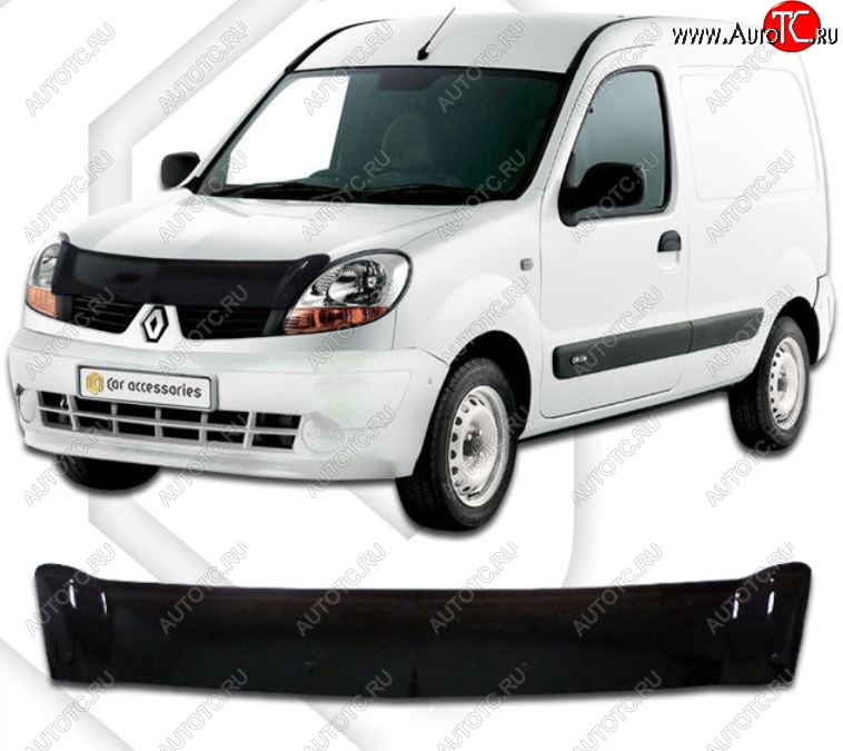 1 899 р. Дефлектор капота CA-Plastic Renault Kangoo KC рестайлинг (2003-2007) (серия Classic черный, Без надписи)  с доставкой в г. Пермь