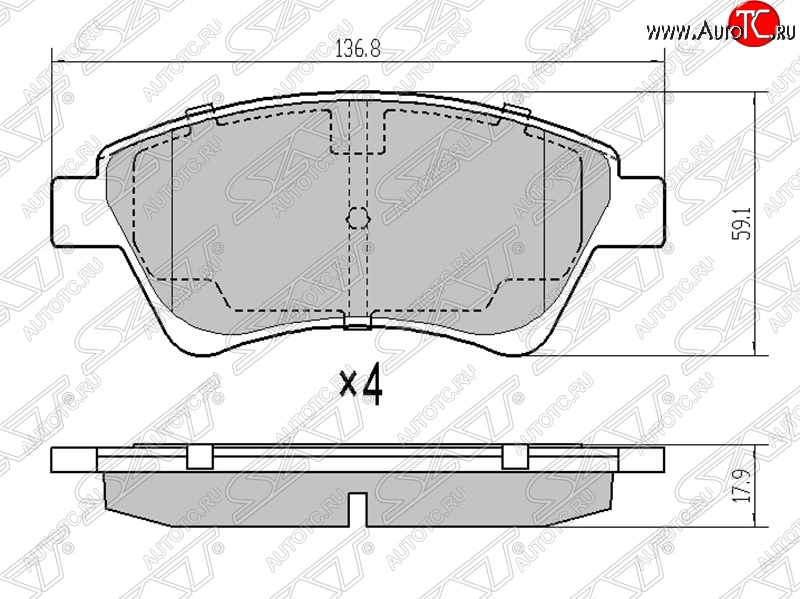 1 139 р. Колодки тормозные SAT (передние) Renault Scenic 2 (2003-2009)  с доставкой в г. Пермь