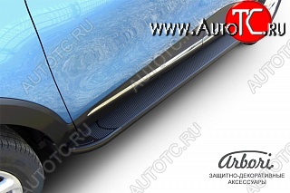 11 609 р. Порожки для ног Arbori Optima Black Renault Kaptur дорестайлинг (2016-2020)  с доставкой в г. Пермь