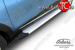 16 249 р. Порожки для ног Arbori Optima Silver Renault Kaptur дорестайлинг (2016-2020)  с доставкой в г. Пермь