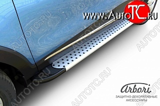 13 499 р. Порожки для ног Arbori Standart Silver Renault Kaptur дорестайлинг (2016-2020)  с доставкой в г. Пермь
