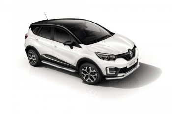 Порожки для ног из трубы Ø51 с алюминиевой площадкой Petroil Tuning Renault Kaptur (2016-2025) дорестайлинг, рестайлинг (Нержавеющая полированная сталь)