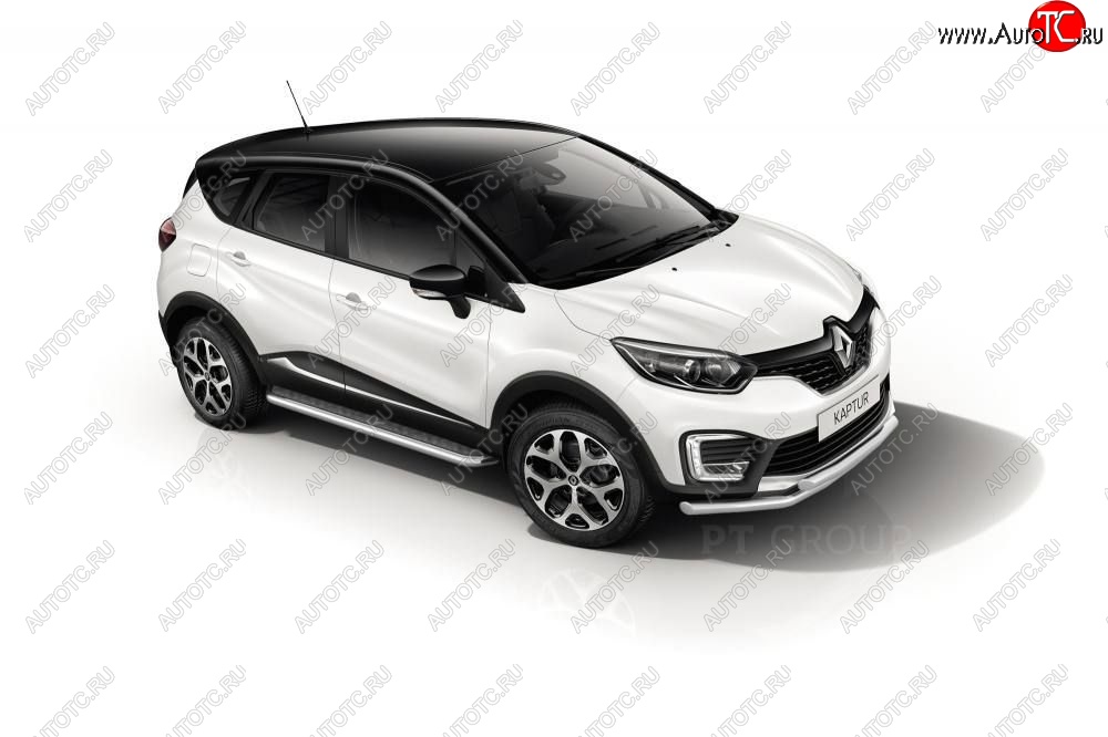 26 389 р. Порожки для ног из трубы Ø51 с алюминиевой площадкой Petroil Tuning  Renault Kaptur (2016-2025) дорестайлинг, рестайлинг (Нержавеющая полированная сталь)  с доставкой в г. Пермь