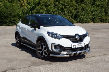 26 389 р. Порожки для ног из трубы Ø51 с алюминиевой площадкой Petroil Tuning  Renault Kaptur (2016-2025) дорестайлинг, рестайлинг (Нержавеющая полированная сталь)  с доставкой в г. Пермь. Увеличить фотографию 2