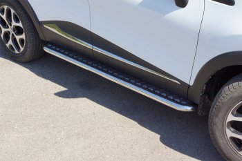 26 389 р. Порожки для ног из трубы Ø51 с алюминиевой площадкой Petroil Tuning  Renault Kaptur (2016-2025) дорестайлинг, рестайлинг (Нержавеющая полированная сталь)  с доставкой в г. Пермь. Увеличить фотографию 3