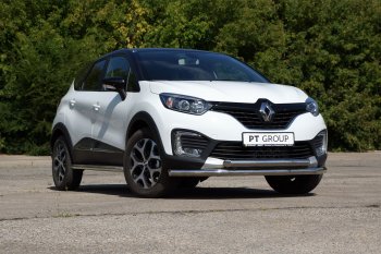 22 349 р. Защита переднего бампера двойная из труб d63/63 мм Petroil Tuning  Renault Kaptur (2016-2020) дорестайлинг (Нержавеющая полированная сталь)  с доставкой в г. Пермь. Увеличить фотографию 2