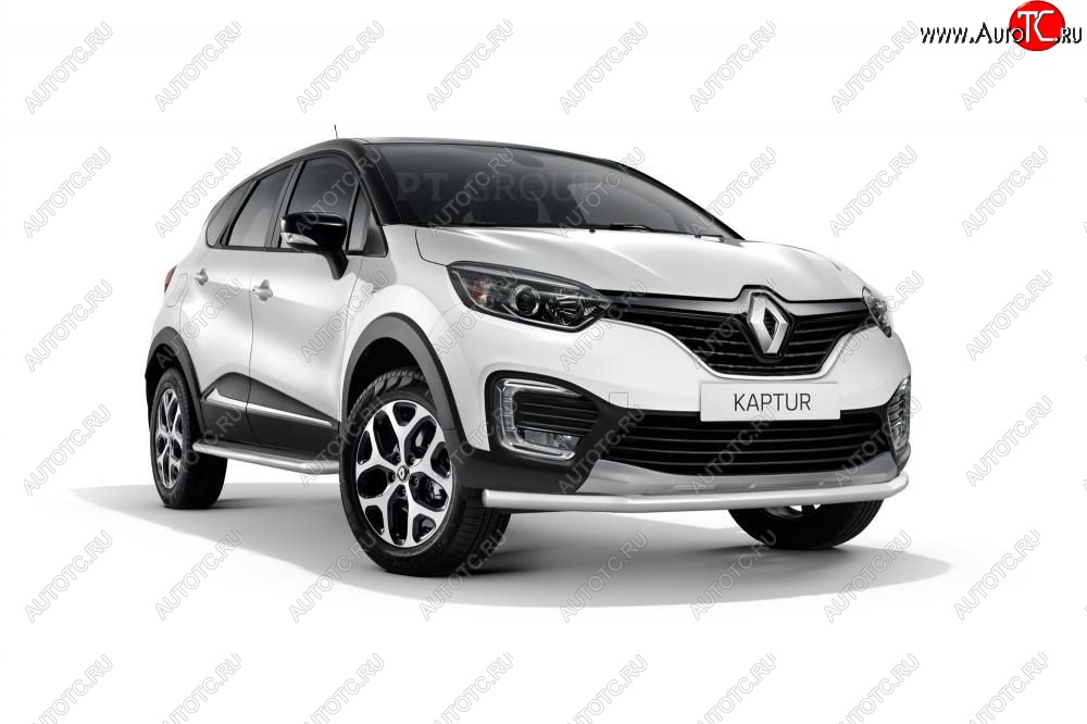 16 849 р. Защита переднего бампера одинарная из трубы d63 мм Petroil Tuning  Renault Kaptur (2016-2020) дорестайлинг (Нержавеющая полированная сталь)  с доставкой в г. Пермь