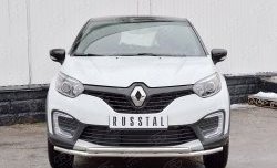 Защита переднего бампера (2 трубыØ42 мм, нержавейка) SLITKOFF Renault Kaptur дорестайлинг (2016-2020)
