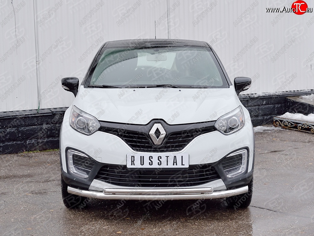 17 799 р. Защита переднего бампера (2 трубыØ63 и 42 мм, нержавейка) SLITKOFF Renault Kaptur дорестайлинг (2016-2020)  с доставкой в г. Пермь