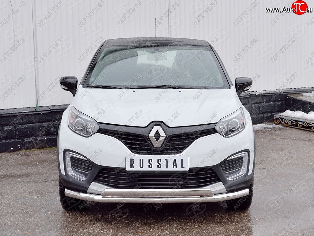 14 599 р. Защита переднего бампера (2 трубыØ63 и 75х42 мм, нержавейка) Russtal Renault Kaptur дорестайлинг (2016-2020)  с доставкой в г. Пермь