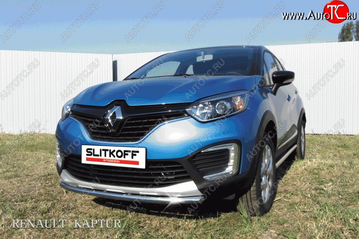 9 799 р. Одинарная защита переднего бампера диаметром 42 мм Slitkoff  Renault Kaptur (2016-2020) дорестайлинг (Для автомобиля 2WD)  с доставкой в г. Пермь