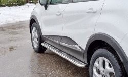 24 649 р. Порожки для ног (Ø42) SLITKOFF  Renault Kaptur (2016-2025) дорестайлинг, рестайлинг (лист - алюминий, профиль - нержавейка)  с доставкой в г. Пермь. Увеличить фотографию 2