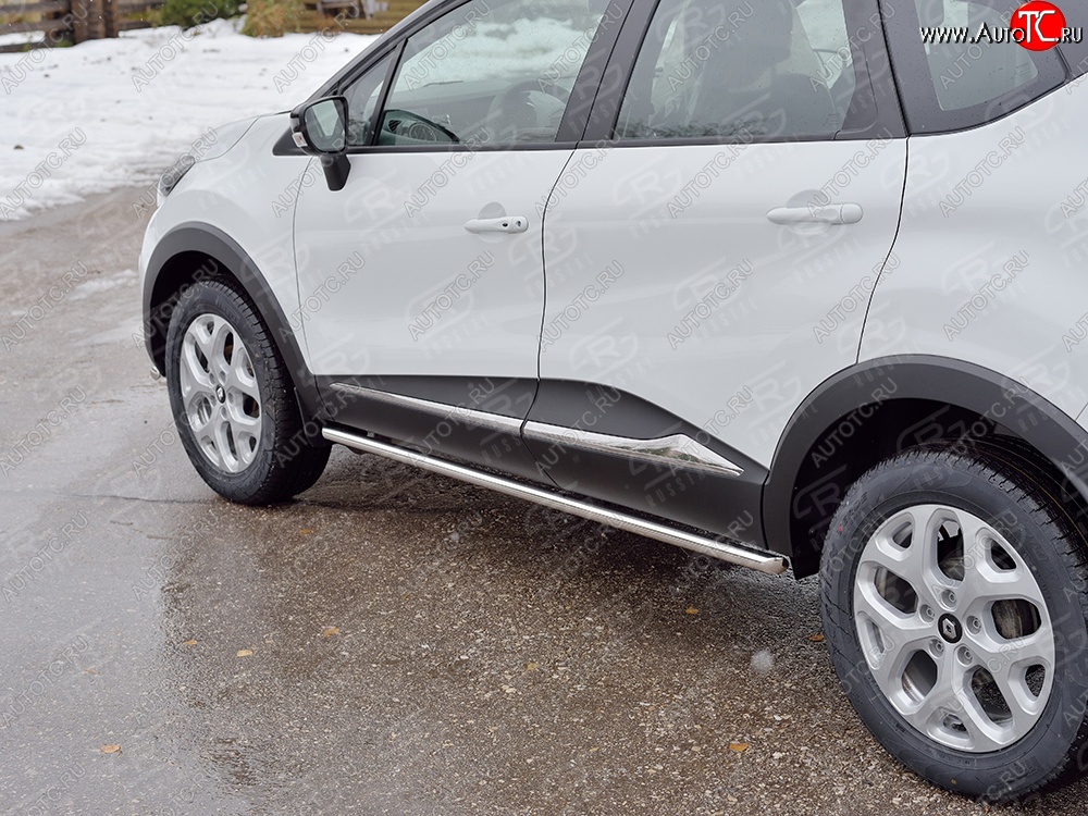 15 599 р. Защита порогов из круглой трубы диаметром 42 мм SLITKOFF  Renault Kaptur (2016-2025) дорестайлинг, рестайлинг  с доставкой в г. Пермь
