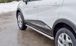 19 549 р. Защита порогов из круглой трубы диаметром 63 мм SLITKOFF  Renault Kaptur (2016-2025) дорестайлинг, рестайлинг  с доставкой в г. Пермь. Увеличить фотографию 2