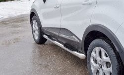 24 549 р. Защита порогов с пластиковыми вставками для ног из овальной трубы диаметром 75x42 мм SLITKOFF  Renault Kaptur (2016-2025) дорестайлинг, рестайлинг  с доставкой в г. Пермь. Увеличить фотографию 2