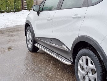 22 999 р. Широкая защита порогов из трубы диаметром 42 мм SLITKOFF v2  Renault Kaptur (2016-2025) дорестайлинг, рестайлинг  с доставкой в г. Пермь. Увеличить фотографию 2