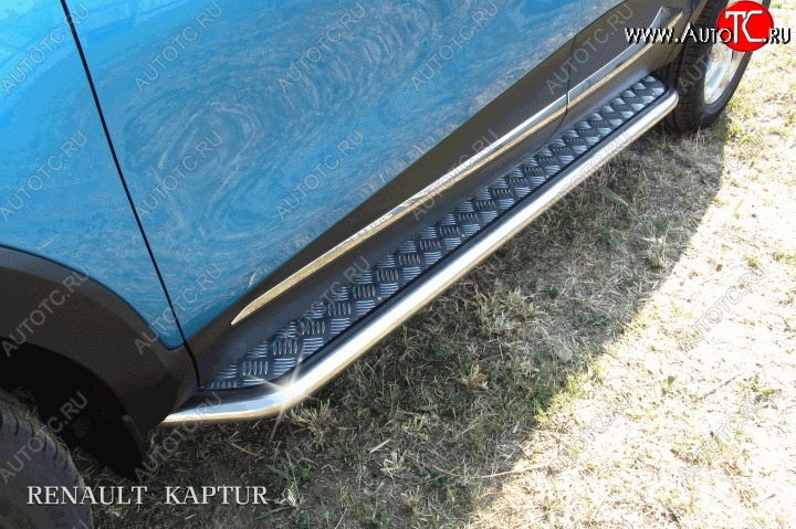 14 449 р. Широкая защита порогов с трубой диаметром d57 Slitkoff Renault Kaptur дорестайлинг (2016-2020) (Для автомобиля 2WD)  с доставкой в г. Пермь