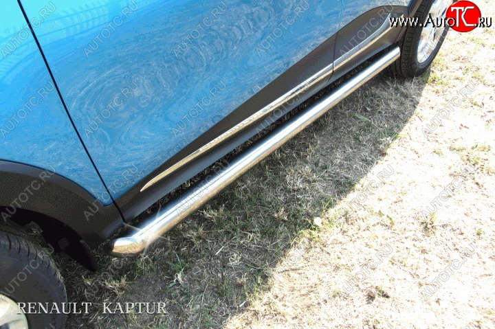 15 299 р. Защита порогов из круглой трубы диаметром 76 мм Slitkoff Renault Kaptur дорестайлинг (2016-2020) (Для автомобиля 2WD)  с доставкой в г. Пермь