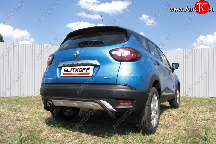 6 999 р. Защита задняя бампера d42 Slitkoff (скоба)  Renault Kaptur (2016-2020) дорестайлинг (Цвет: серебристый)  с доставкой в г. Пермь