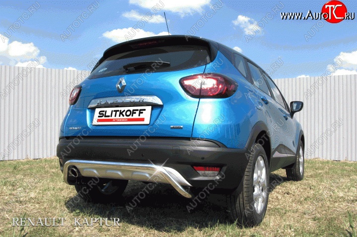 9 999 р. Защита заднего бампера диаметром 42 мм с изгибом Slitkoff  Renault Kaptur (2016-2020) дорестайлинг (Для автомобиля 2WD)  с доставкой в г. Пермь