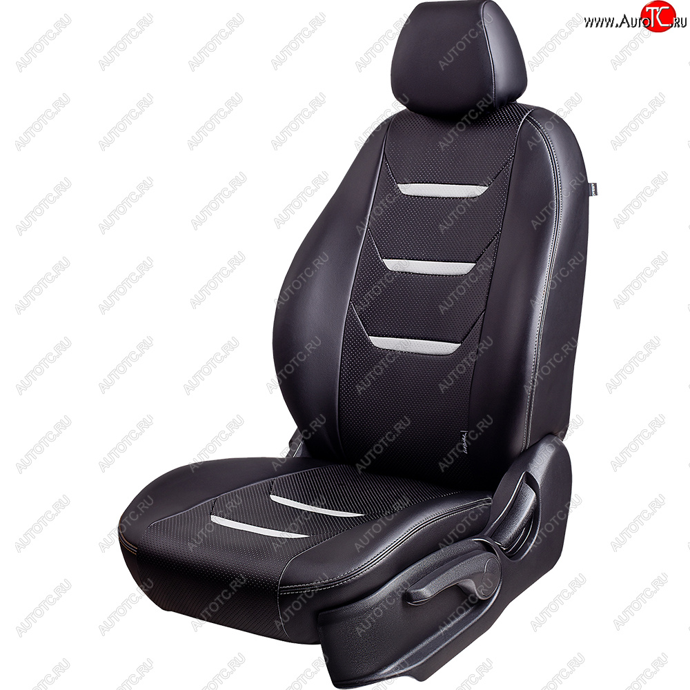10 299 р. Чехлы для сидений Lord Autofashion Турин 2 (экокожа)  Renault Kaptur (2016-2025) дорестайлинг, рестайлинг (Чёрный/Чёрный/Белый/Белый)  с доставкой в г. Пермь