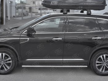 16 649 р. Пороги труба 75х42 Russtal (овал с проступью) Renault Koleos 2 (2016-2025)  с доставкой в г. Пермь. Увеличить фотографию 2