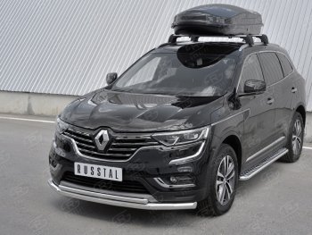 21 749 р. Защита переднего бампера (2 трубы Ø63 и 42 мм, нержавейка) SLITKOFF Renault Koleos 2 (2016-2025)  с доставкой в г. Пермь. Увеличить фотографию 2