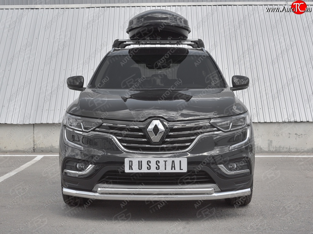 21 749 р. Защита переднего бампера (2 трубы Ø63 и 42 мм, нержавейка) SLITKOFF Renault Koleos 2 (2016-2025)  с доставкой в г. Пермь
