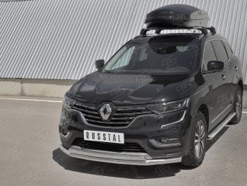 16 099 р. Защита переднего бампера (2 трубы Ø63 и 75х42 мм, нержавейка) Russtal Renault Koleos 2 (2016-2025)  с доставкой в г. Пермь. Увеличить фотографию 2