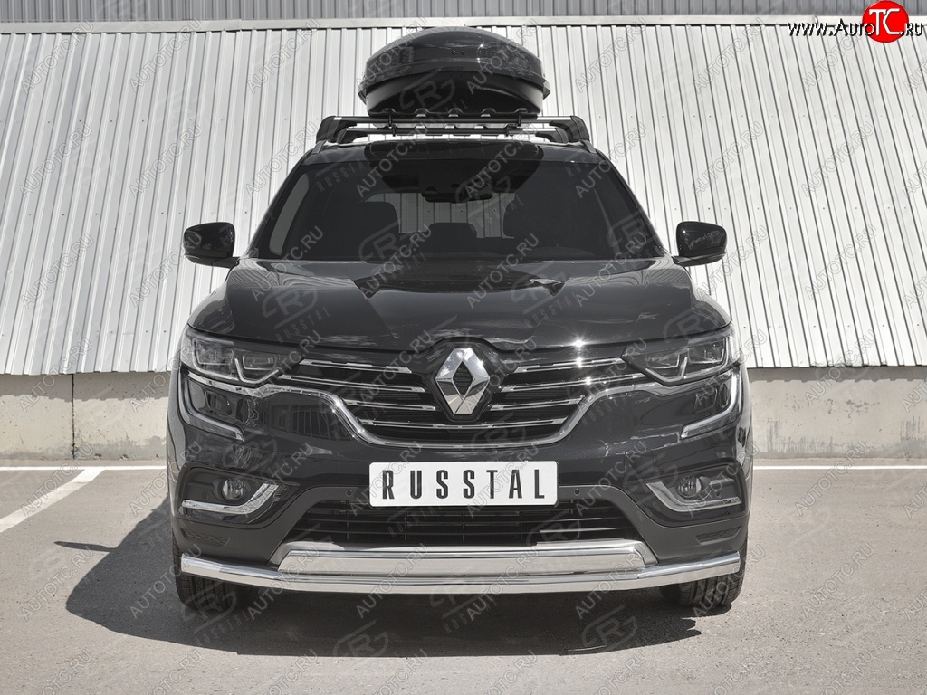 16 099 р. Защита переднего бампера (2 трубы Ø63 и 75х42 мм, нержавейка) Russtal Renault Koleos 2 (2016-2025)  с доставкой в г. Пермь