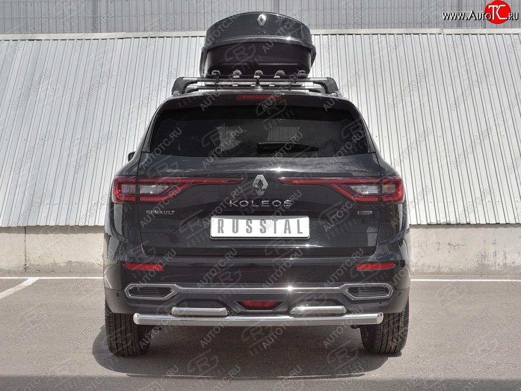 18 849 р. Защита заднего бампера (2 трубы Ø63 и 42 мм, нержавейка) SLITKOFF  Renault Koleos  2 (2016-2025)  с доставкой в г. Пермь
