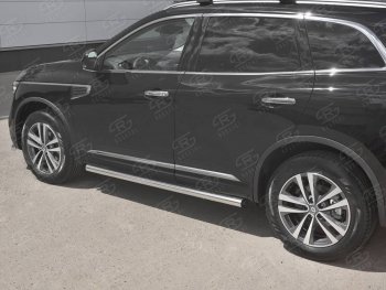 Защита порогов на SLITKOFF труба d63 Renault Koleos  2 (2016-2025) (защита порогов с заглушками на торцах)
