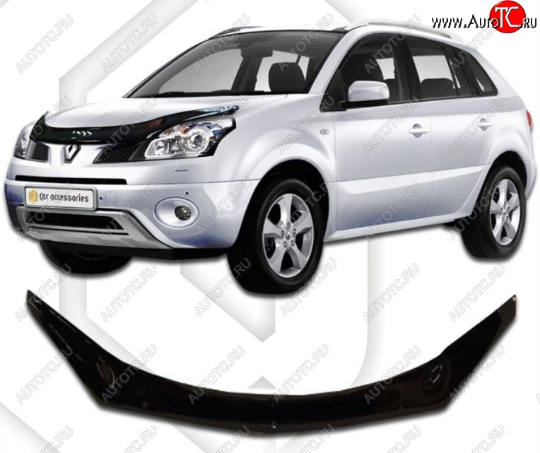 2 199 р. Дефлектор капота CA-Plastiс exclusive Renault Koleos Phase 1 (2007-2011) (Classic черный, Без надписи)  с доставкой в г. Пермь