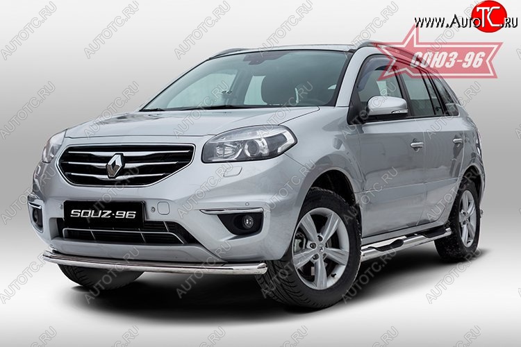 15 389 р. Защита переднего бампера одинарная Souz-96 Premium (d60) Renault Koleos 1 Phase 3 (2013-2016)  с доставкой в г. Пермь