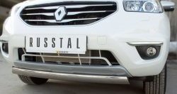 12 999 р. Защита переднего бампера (Ø75х42 мм, нержавейка) Russtal Renault Koleos 1 Phase 3 (2013-2016)  с доставкой в г. Пермь. Увеличить фотографию 2