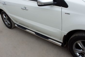 22 549 р. Защита порогов с пластиковыми вставками для ног из круглой трубы диаметром 76 мм SLITKOFF v2 Renault Koleos 1 Phase 3 (2013-2016)  с доставкой в г. Пермь. Увеличить фотографию 3