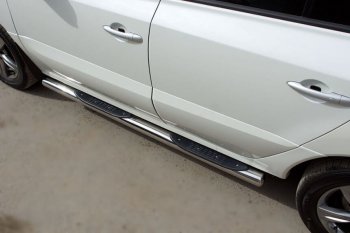 24 549 р. Защита порогов с пластиковыми вставками для ног из круглой трубы диаметром 76 мм SLITKOFF v3 Renault Koleos 1 Phase 3 (2013-2016)  с доставкой в г. Пермь. Увеличить фотографию 3