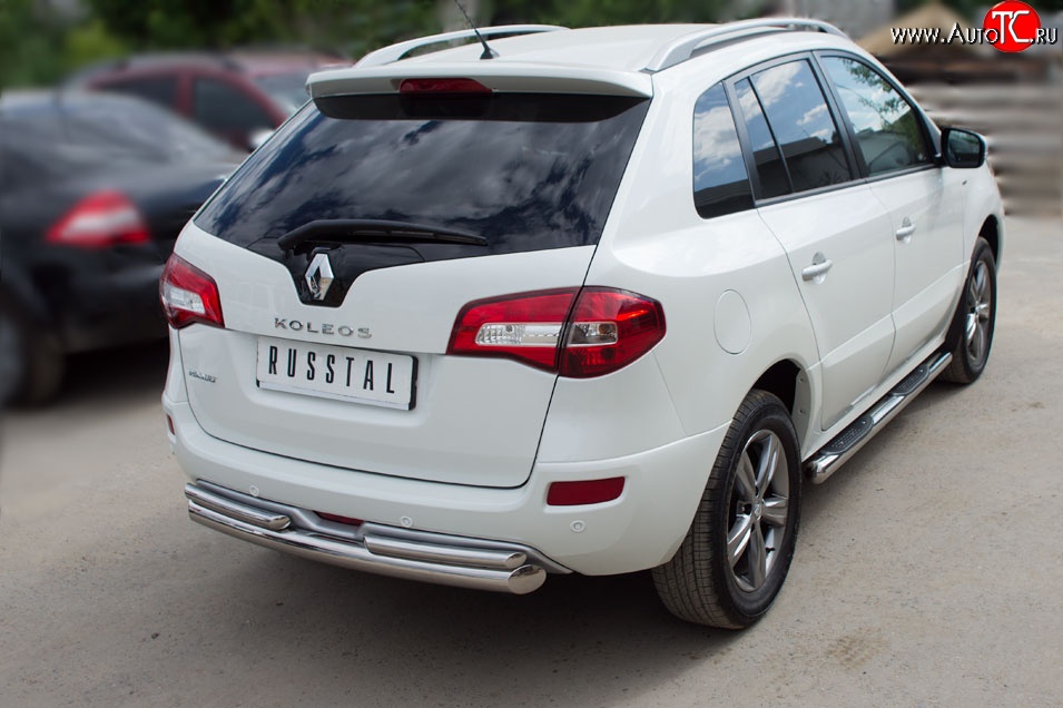 18 699 р. Защита заднего бампера (Ø76 и 42 мм, нержавейка) SLITKOFF Renault Koleos 1 Phase 3 (2013-2016)  с доставкой в г. Пермь