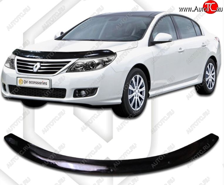 1 899 р. Дефлектор капота CA-Plastic Renault Latitude (2010-2018) (Classic черный, Без надписи)  с доставкой в г. Пермь
