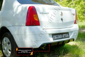 2 379 р. Диффузор на задний бампер RA  Renault Logan 1 дорестайлинг (2004-2010) (глянец) (Неокрашенный)  с доставкой в г. Пермь. Увеличить фотографию 2