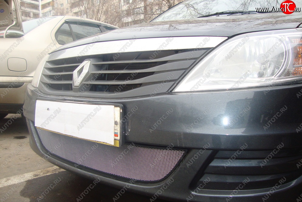2 249 р. Защитная сетка на бампер Russtal (хром) Renault Logan 1 дорестайлинг (2004-2010)  с доставкой в г. Пермь
